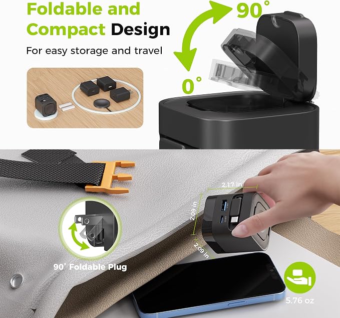 Charging Blocks for Apple Watch CHARCO 35W Retractable USB C Charger Block | 1 USB C and 1 USB A Wireless Smart Watch Charger with Foldable Plug Compatible with iPhone AirPods iWatch 1 Pack. With