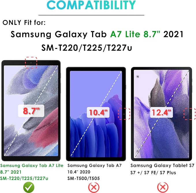 DETUOSI Case for Samsung Galaxy Tab A7 Lite 8.7 2021 Black | Soft Silicone Case with Stylus Pen &amp Shoulder Strap Pen Holder Adjustable Stand Multi-angle Case for Galaxy Tab A7 Lite