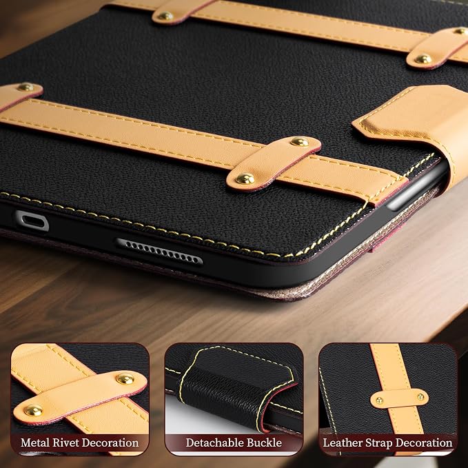 Case for iPad mini 7 (A17) ProiPad mini 7th/6th Gen (2024/2021) | Microfiber Leather Folio Cover with Adjustable Multi-angle StandAuto Sleep/WakeShockproof Protection CaseBlack