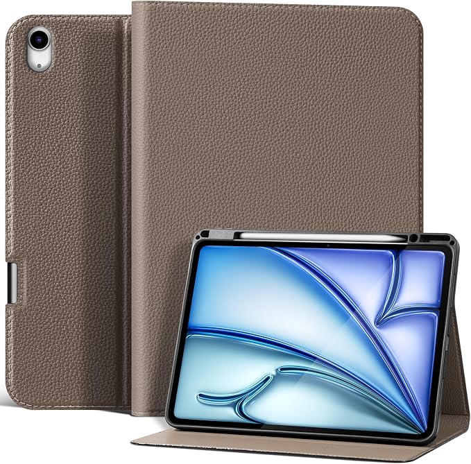 Leather Case for iPad Air 13 Inch M4/M3/M2 (2026/2025/2024) | Leather Protective Shockproof Smart CoverApple Pencil HolderAdjustable Stand - Auto Wake/SleepMultiple View AnglesBlack