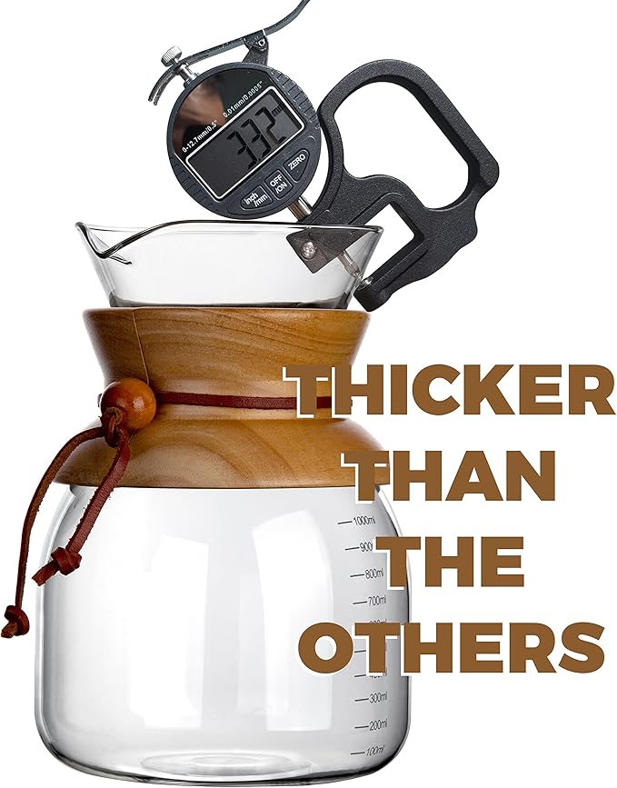 AGOGO Glass Pour Over Coffee Maker, 28oz with Stainless Filter