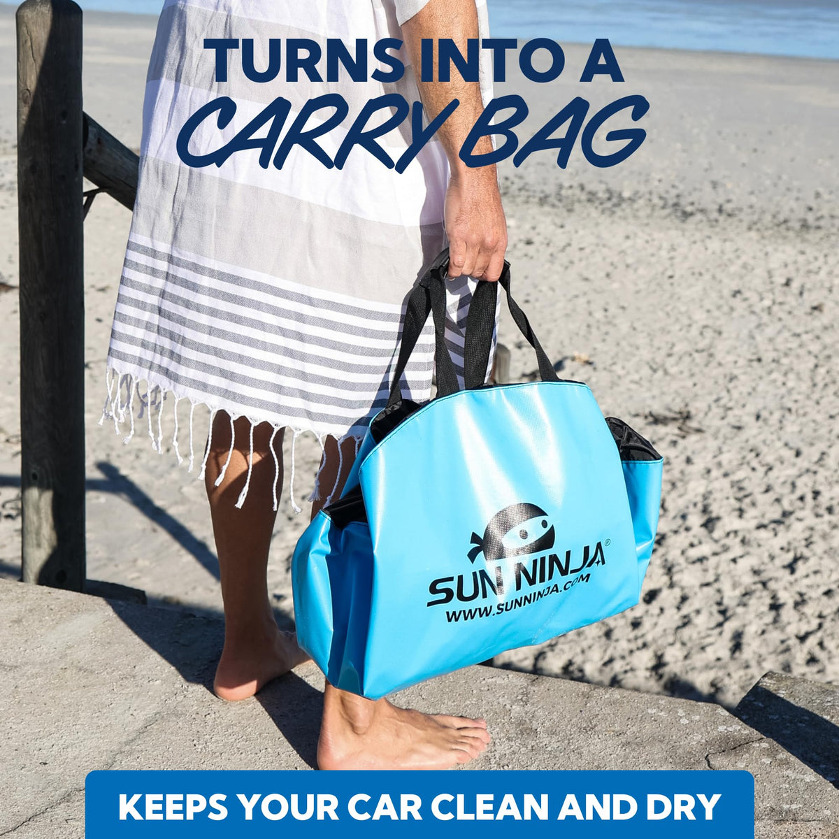 SUN NINJA Wetsuit Changing Mat - Waterproof Beach Changing Mat and Dry Bag Combo, Keeps your Car Clean & Dry and Surf Gear Protected, Beach & Surfing Accessories and Gifts