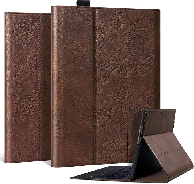 Leather Case for Microsoft Surface Pro 7+/7/6/5/4 12.3 Tablet Case | Premium Leather Folio Cover with Type Cover Keyboard &amp Stylus Pen HolderMagnetic Closure Protective CaseClassic Black