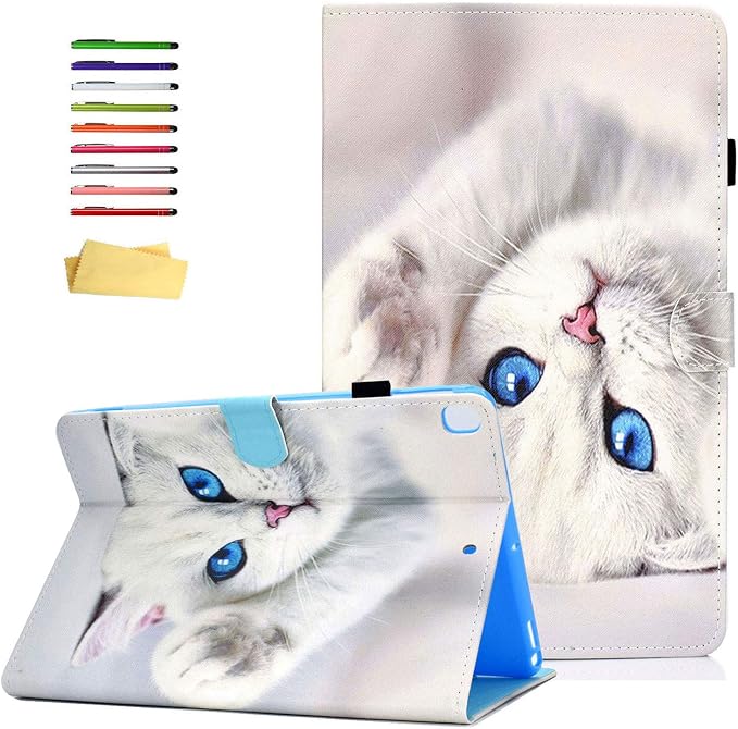for Apple iPad 10.2 Case 2021/2020/2019 iPad 9th/8th/7th Generation Smart Cover with Pencil Holder [Auto Wake/Sleep] PU Leather Stand Folio Tri-fold Shockproof Thin Shell Colored Graffiti