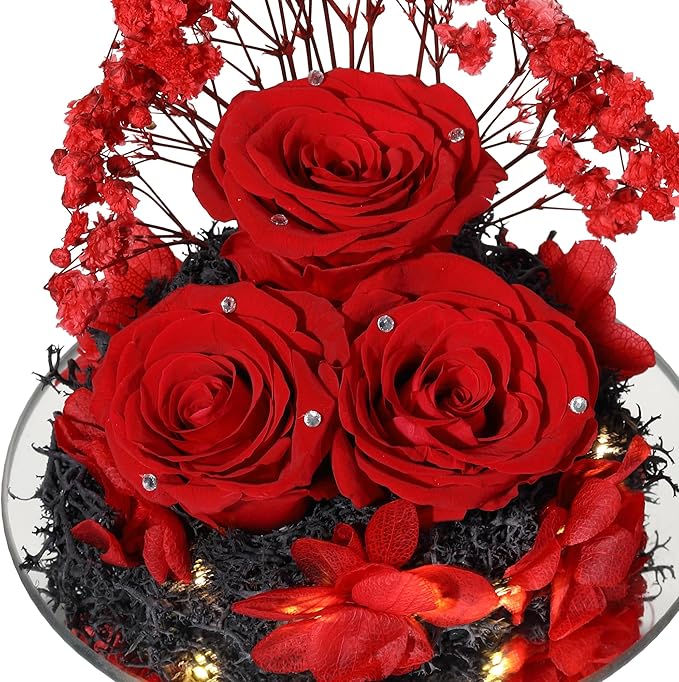 Ocosy Mothers Day Rose Gifts for her, Large Angel Rose Gifts for Women, Forever Real Roses in Angel Figurines, Angel Guardian with Roses Flower, Crystal Red