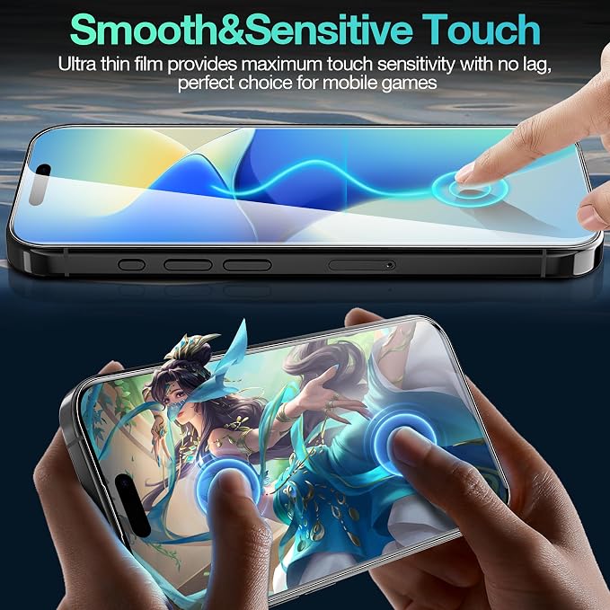 3 Pack for iPhone 16 Screen Protector Film (NOT Glass) Ultra-Thin Flexible Hydrogel Film Screen Protector for iPhone 16 Plus with [Easy Installation Tray] Non-breakable