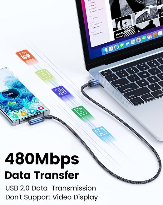 toocki USB C Cable Right Angle 2-Pack 10ft USB A to USB C Charger Cable | Black 90 Degree Braided Fast Charging Carpaly Cord for iPhone17 Series Samsung Galaxy S25/ S24+/Note 10 LG V30 Switch