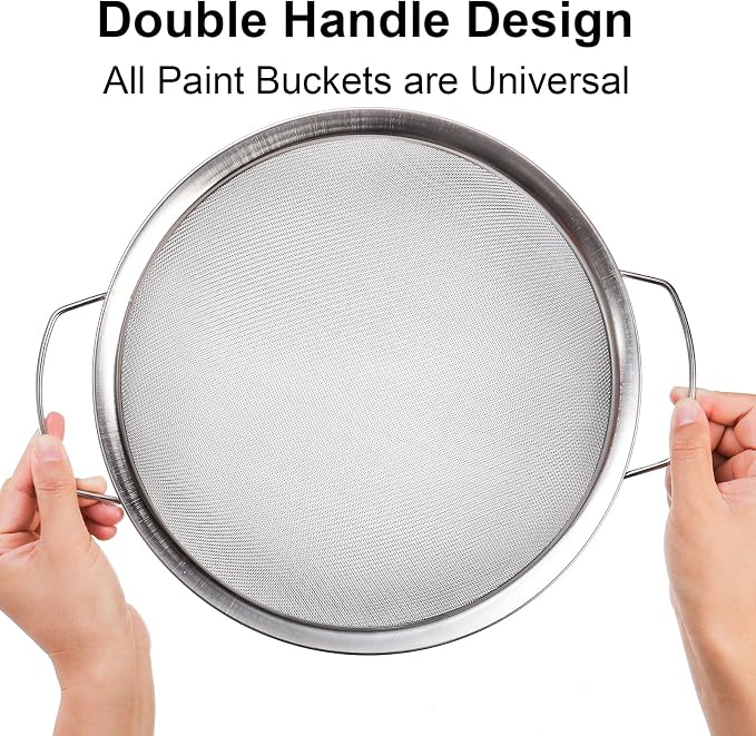 Jucoan 2 Pack Fine Mesh Paint Strainer, 11.5 Inch Stainless Steel 60 Mesh Paint