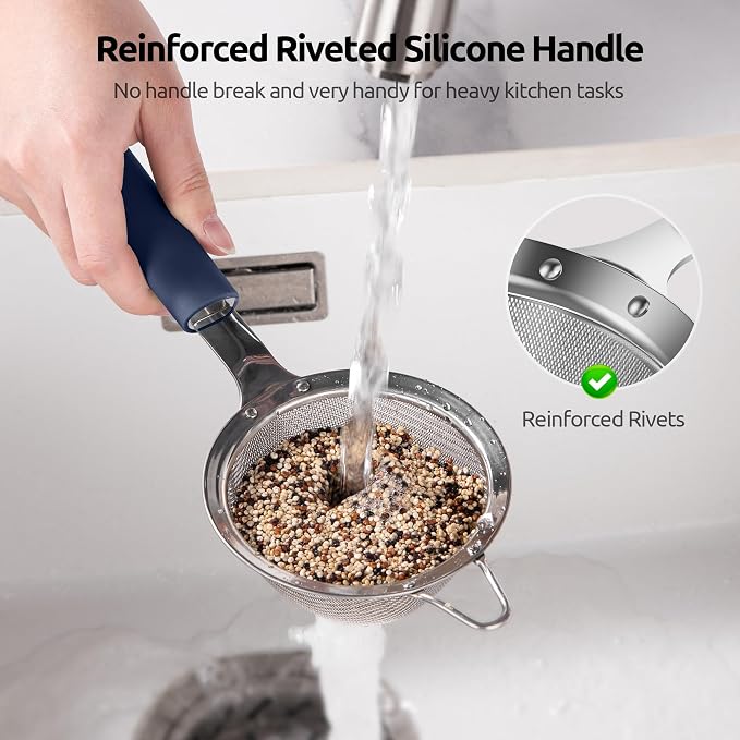 U-Taste Small Fine Mesh Strainer: 18/8 Stainless Steel 3.35in 30 Mesh Kitchen
