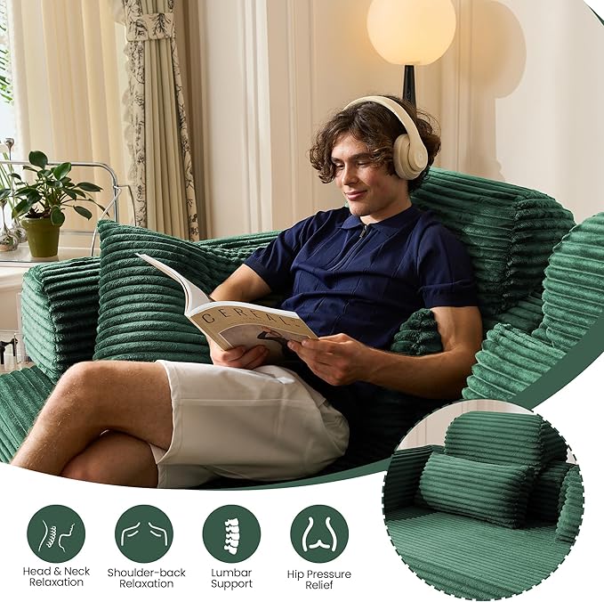 Convertible Sofa Bed,79'' Foldable Sleeper Lounge Modular Couch Comfort Compression Sofa Loveseat for Small Spaces Comfort for Apartment Bedroom (Corduroy Fabric, Dark Green1)