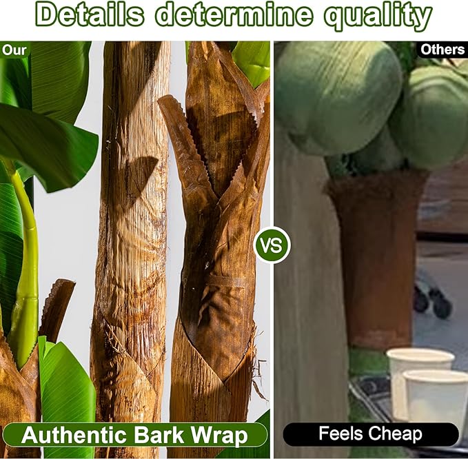 Large Fake Tropical Bananas Trees Tall Artificial Banana Tree Indoor Outdoor Realistic Floor Plant Big Faux Plants for House Home Living Room Office Front Porch Decor Outside Patio para decoracion