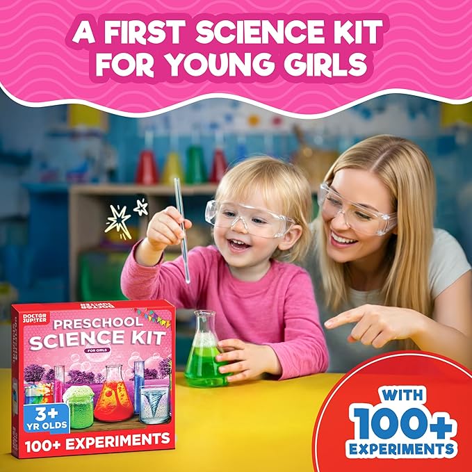 Doctor Jupiter Preschool Science Kit for Girls Ages 3-5 | Toddler Learning Activities, Birthday Gift Ideas for 3-4-5 Year Old Girls | Learning & Educational Toy STEM Kit with 100+ Experiments