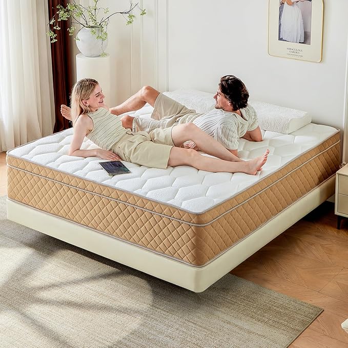 Full Mattress 14 inch, Medium Firm Hybrid Mattress with Memory Foam, Fiberglass Free, Strengthen Edge Suppor, CertiPUR-US Certified Safe Foams & Fabric, Full Size Mattress in a Box
