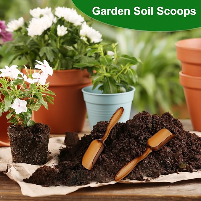 20-Pack Mini Gardening Shovel Spoons, Plastic Garden Soil Scoops for Cultivation Digging Transplanting/Flower Planting/Plant Succulent, Colorful Small Gardening Tools [Brown]