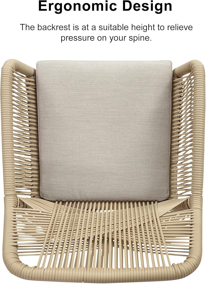 PURPLE LEAF 5 Pieces Outdoor Dining Set All-Weather PE Rattan Outdoor Patio Furniture Set with All Aluminum Frame Rectangular Table and Chairs Set for Lawn Garden Backyard Deck, Champagne
