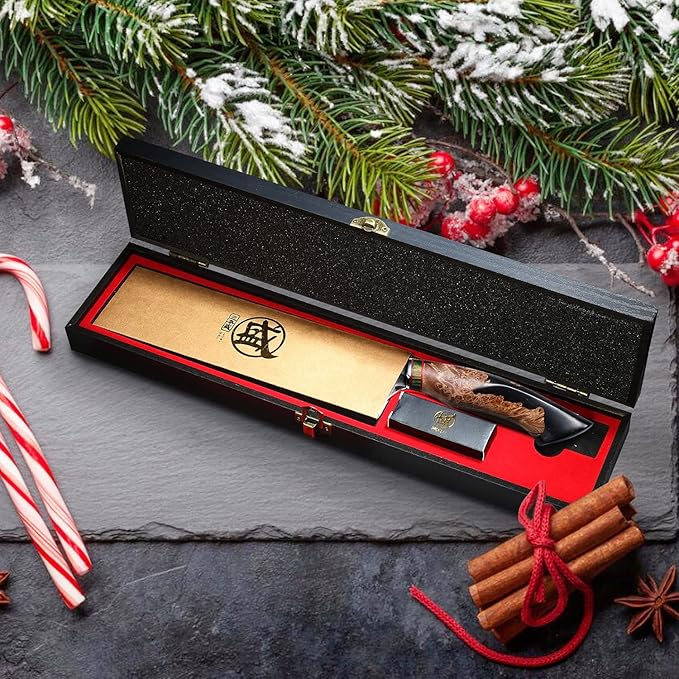MITSUMOTO SAKARI 8-Inch Japanese Gyuto Chef Knife, 440C Damascus Steel