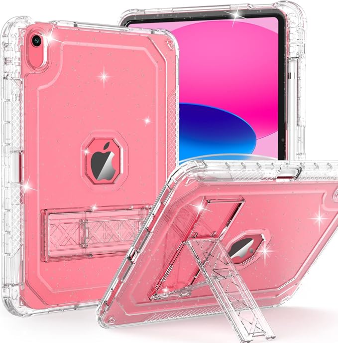 ZoneFoker Case for iPad 11-inch (A16) 2025 / iPad 10th Gen 10.9 inch 2022 Heavy Duty Shockproof Rugged Protective with Pencil Holder 11th / 10th Translucent Cover with Kickstand