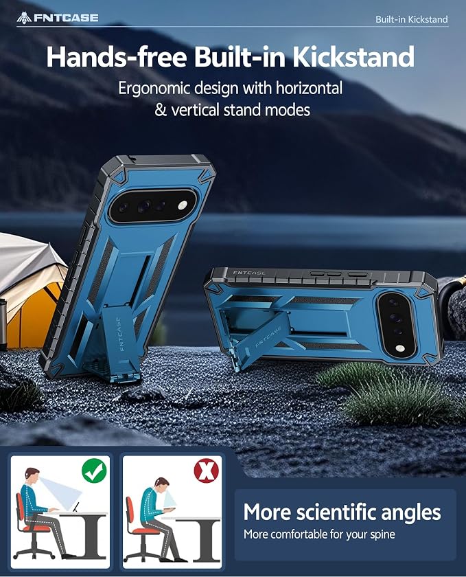 FNTCASE for 11 Pro XL Case Rugged Kickstand 2 Front Frames Black | Built-in Screen Protector 20FT Military-Grade Drop Protection Rugged Heavy Duty Shockproof Full Body Protective Cover