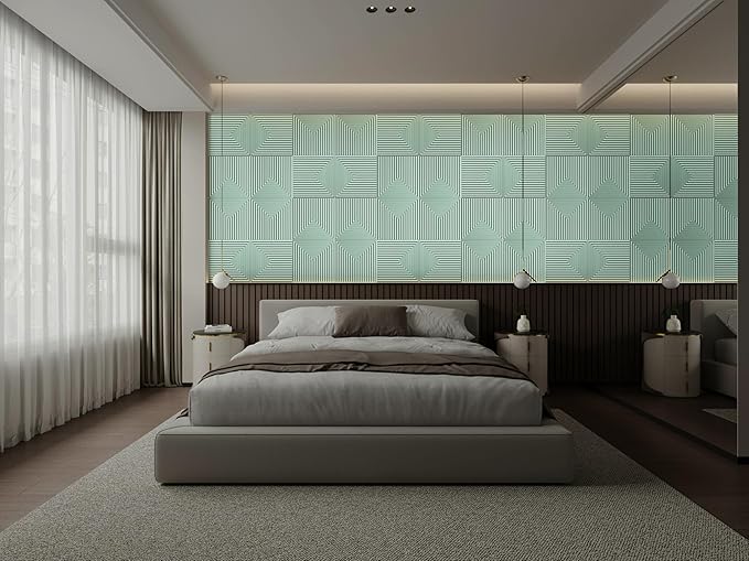 From Plain To Beautiful In Hours 9004 Depth Tier PVC 12 in x 12 in Peel and Stick Wall Panels (Covers / 10 sq.ft), Edge Water, 10 Piece