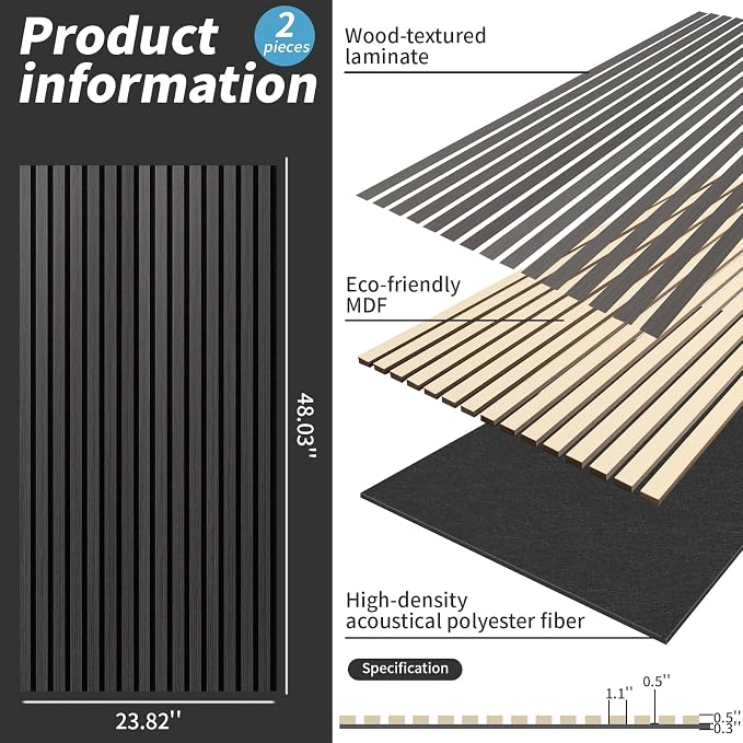 Wood Slat Wall Panel, 3D Soundproof Wall Panels, Large Acoustic Panels