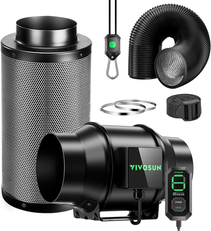 VIVOSUN Smart Air Filtration G6 Kit 6", AeroZesh G6 Inline Duct Fan