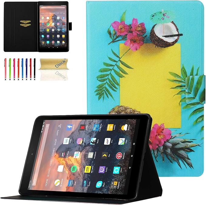 Case for Kindle Fire 7 TabletDteck Full Protective Flip Adjustable Stand Auto Wake/Sleep Smart Cover with Pencil Holder for Kindle Fire 7 Tablet 9th/7th/5th Generation 2019/2017/2015 ReleaseKing Dog