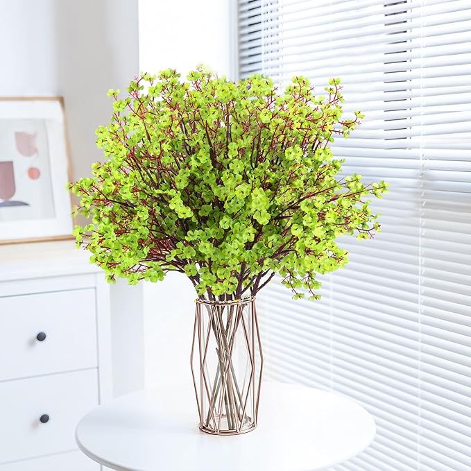 Hananona 10 Pcs Babys Breath Green Flowers Artificial Gypsophila Flowers St. Patrick's Day Fake Silk Flowers for Home Decor Spring Floral Arrangement Table Centerpieces