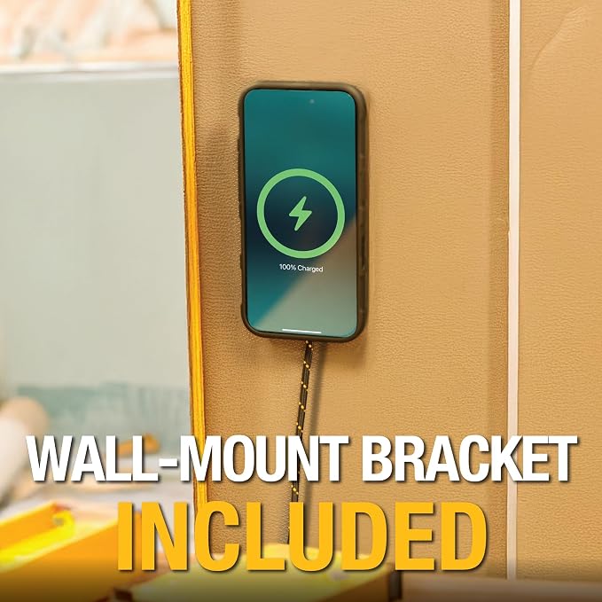 DEWALT Heavy Duty Wireless Charger 15W Max Cell Phone Charger | Wireless Charging Pad for MagSafe Compatible iPhone 17/16/15/14/13/12 Plus Pro Max Includes Wall Mounting Plate