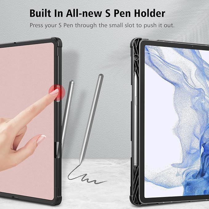 Fintie Portfolio Case for Samsung Galaxy Tab S8/Tab S7 11 Inch | Multiple Angles Business Cover with Pocket Built-in S Pen Holder Auto Sleep/Wake Dreamy Marble