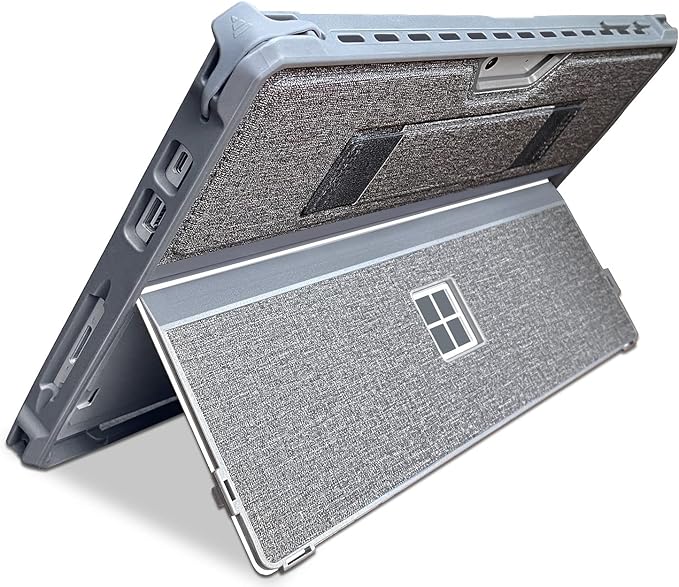 Case Fit 12.3 Microsoft Surface Pro 7 Plus/7/6/5/4/LTENavy Gray | TPU&ampPU Drop Protection Hand Strap Pen Holder Keyboard Compatible