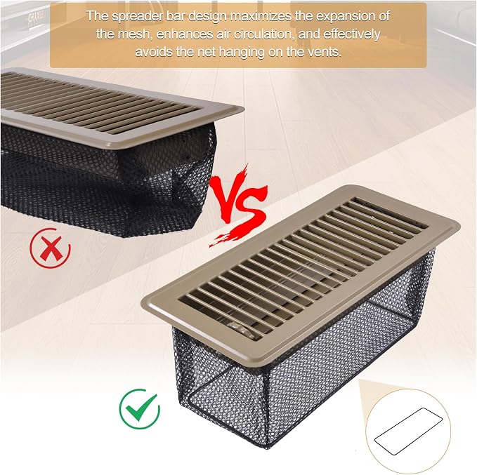 Floor Register Trap 4 x 10 Inch, Upgraded Floor Vent Filter Net Catches Toys