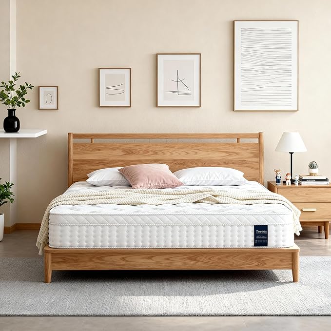 12 Inch Twin XL Mattress, Plush Hybrid Mattresses with Gel Memory Foam in a Box, Individual Pocket Springs for Pressure Relief & Motion Isolation, CertiPUR-US Certified,100-Night Trial