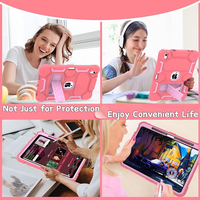 Case for iPad 11 11th Gen (A16) 2025 &amp 10th Gen 2022 10.9 Purple+Green | Kickstand | With Pencil Holder | Drop-Proof Silicone+Hard Shell | Raised Edge Protects Screen&ampCamera | Heavy Duty Pr