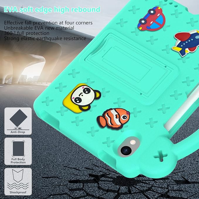 YRH for iPad mini A17 Pro Case 2024/iPad Mini 6 Kids Case 2021EVA Shockproof Cover for iPad mini 7th/6th Generation 8.3-inch with Stand Handle Strap Green