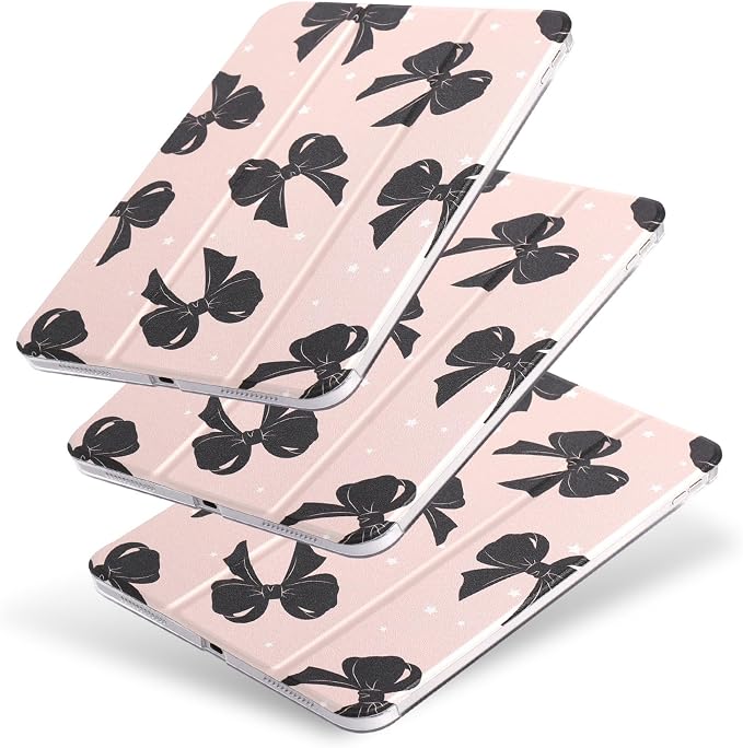 case for ipad 11th Generation11 Inch 2025 (A16 Chip) &amp 10th Gen 10.9 Inch 2022 - Slim Scratch-Resistant Hard PC Translucent Back Shell Smart Cover Wake/Sleep FunctionBlack Bow
