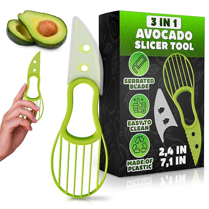 Avocado Slicer Tool 3 in 1, Peeler & Pit Remover, Durable Plastic