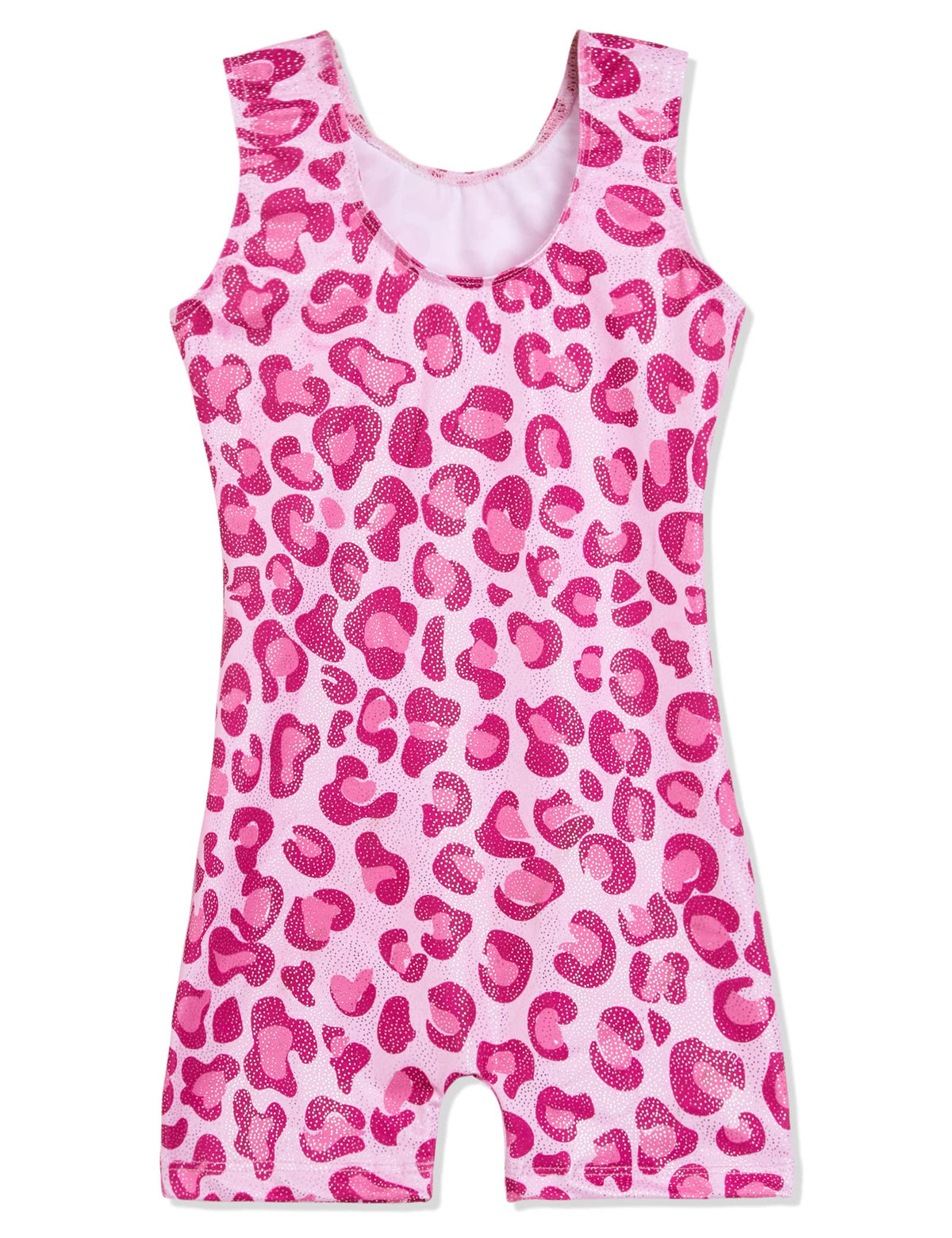 Domusgo Gymnastics Leotards for Girls 6-7 Years Old Shiny Pink Leopard