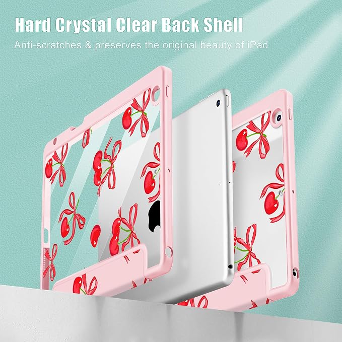 May Chen for iPad 9th Generation with Pencil Holder iPad 8th/7th Gen Case 10.2-inch [Penceil Holder] Trifold Stand Auto Wake/Sleep Clear TPU Protection Back Cover Ballet Shoes