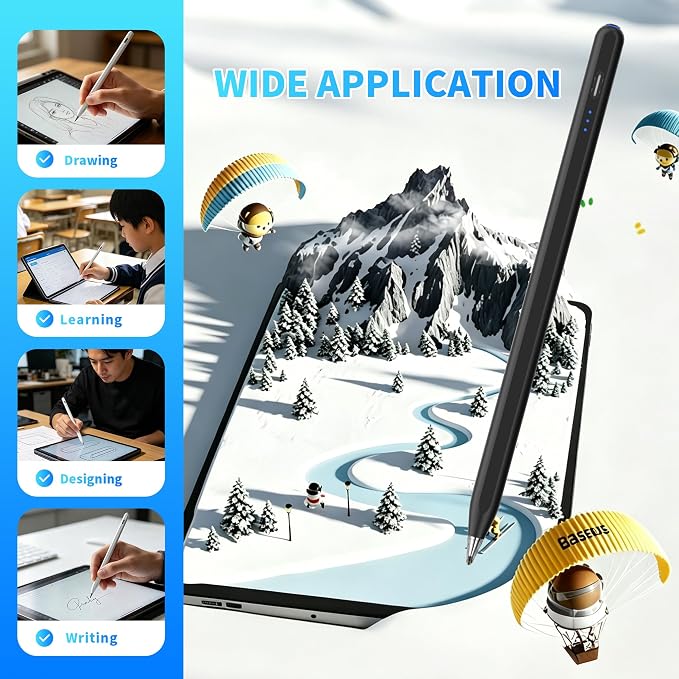 Galaxy Tab A11+ Stylus Pen for Samsung Table A11/A9+/A9 Drawing Stylus for Android Tablets Precise Writing PencilFast ChargingAuto SleepButton on/Off (Black)