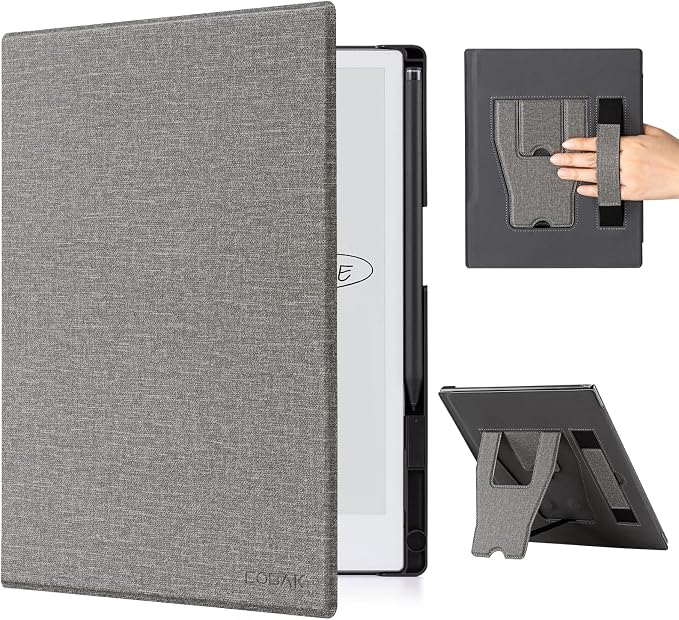 CoBak Stand Case for Remarkable 2 Paper Tablet 2020 10.3 with Hand Strap | Lightweight and Hard Back Shell Protective Book Folio Cover with 2 Kickstand Stand Angles and Pen Holder Features Black