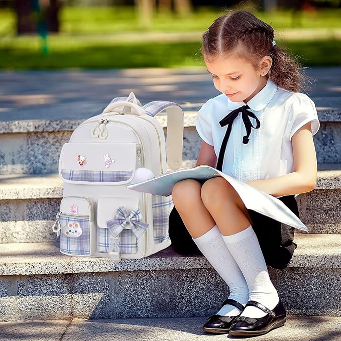 Girls Backpack,Kids School Backpack With Lunch Box Pencil Case Set,Cute Childrens Schoolbag For Girls