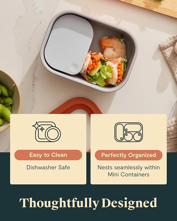Caraway Mini Dash Inserts - 2pc .6 Cup Dash Ramekins w/Lids - Easy to Store, Non Toxic - Perfect for Sauces, Garnish, & Small Snack or Sides