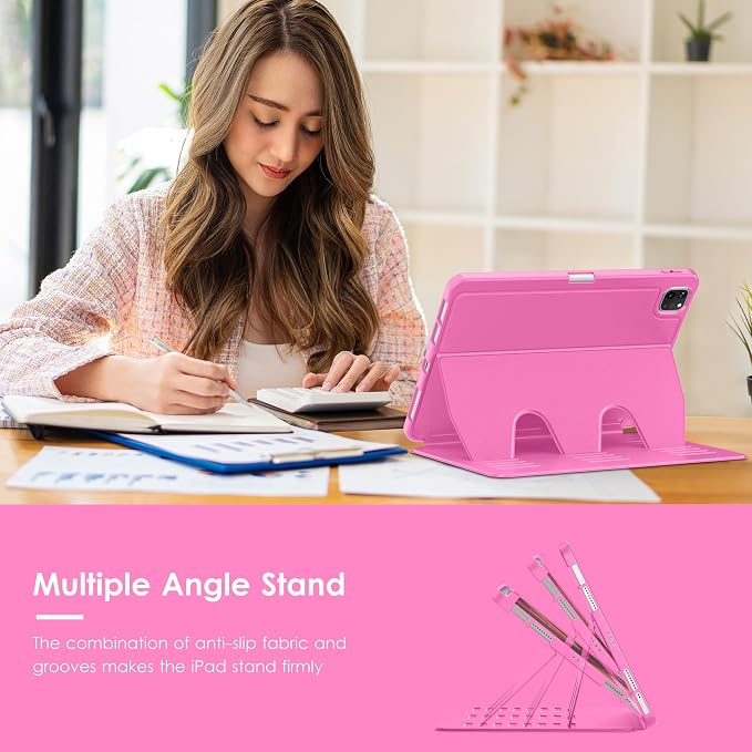 VIKESI Case for iPad Pro 11 inch (M5/M4) 2025/2024Multiple Angles Magnetic Stand CoverShockproof BackPencil Holderand Auto Sleep/WakeBlack