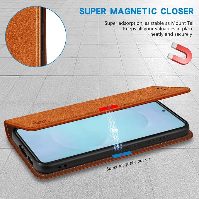 ZZXX for Samsung Galaxy S25 Wallet Case with [RFID Blocking] Card Slot Stand Strong Magnetic Leather Flip Fold Protective Phone Case for Samsung Galaxy S25 Case Wallet(Black-6.2 inch)