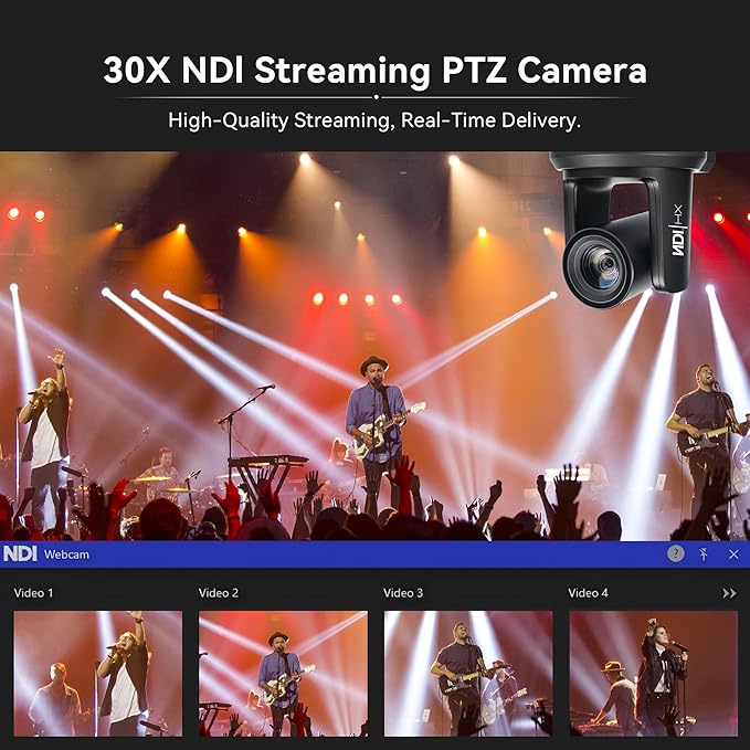 TONGVEO NDI AI Auto-Tracking IP PTZ Camera SDI/HDMI/USB3.0/LAN PoE 30X Optical + 16X Digital Zoom 1080P 60fps for Live Streaming Church Services Education Video Conference with OBS vMix and More