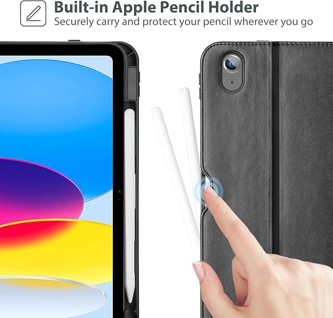 ProCase for iPad A16 11th Generation 11” 2025/iPad 10th Generation 10.9” 2022 with Pencil Holder iPad 11/10 PU Leather Case Business Stand Cover Smart Folio with Hand Strap Front Pocket -Berrypurple