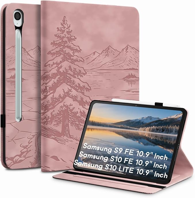 Galaxy Tab S10 Lite / S10 FE / S9 FE Case(10.9 Inch) Frozen Lake Premium Leather with Soft-Touch Feel Built-in Card Slots Adjustable Kickstand Slim and Lightweight ICY Blue