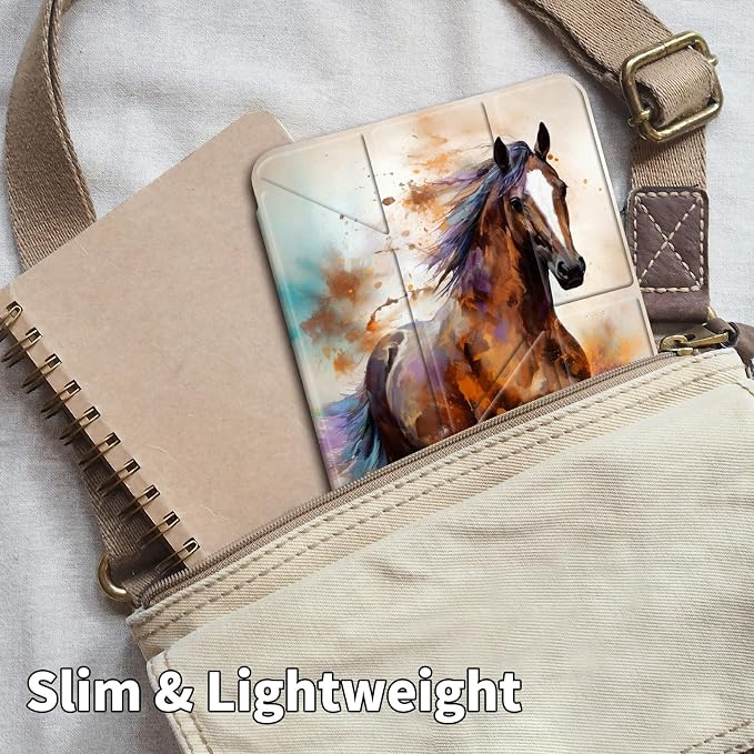 for iPad 10.2 &amp 10.5/iPad 9th/8th/7th Generation 10.2 2021 2020 2019 Case Mutil Angles Folding Y-Shaped Stand Cover with Pencil Holder Auto Wake/SleepAmerican Flag and Cow
