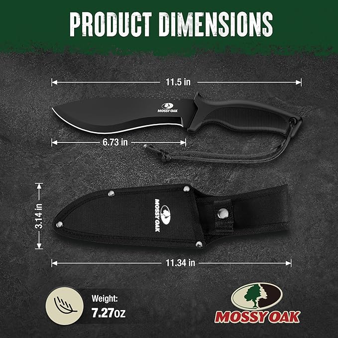 Mossy Oak 11.5'' Machete for Yard Work, Survival Kukri Machete Knife with Sheath, EDC Gear, Ergonomic Anti-Slip Handle, Stainless Steel Machetes for Cutting Trees, Gardening, Bushcraft and Hunting