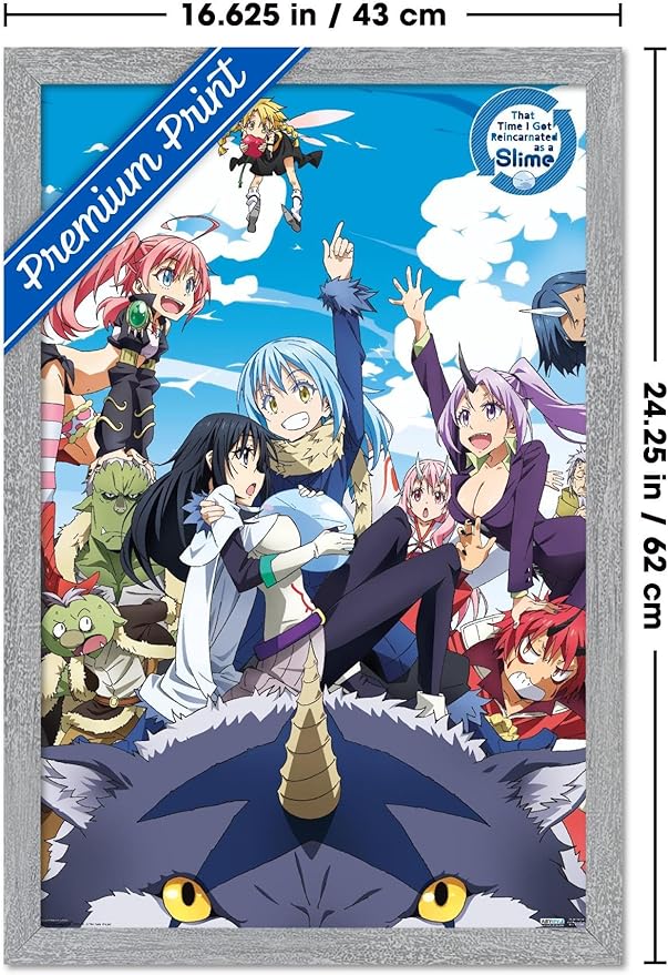 Trends International That Time I Got Reincarnated As A Slime - Group Wall Poster, 22.4L x 14.7W, Gray Framed Version